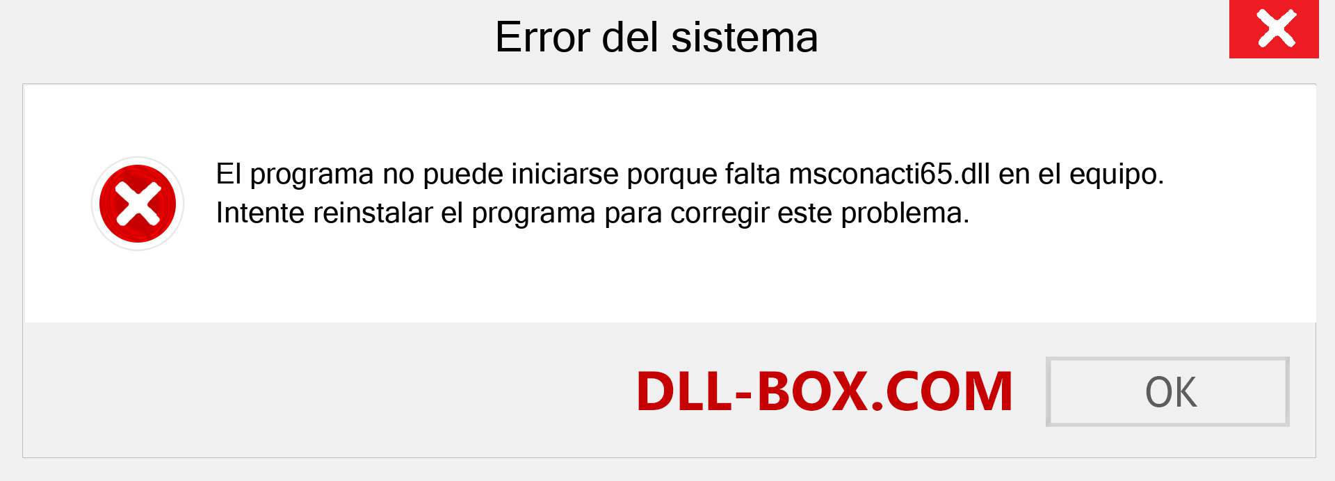 ¿Falta el archivo msconacti65.dll ?. Descargar para Windows 7, 8, 10 - Corregir msconacti65 dll Missing Error en Windows, fotos, imágenes